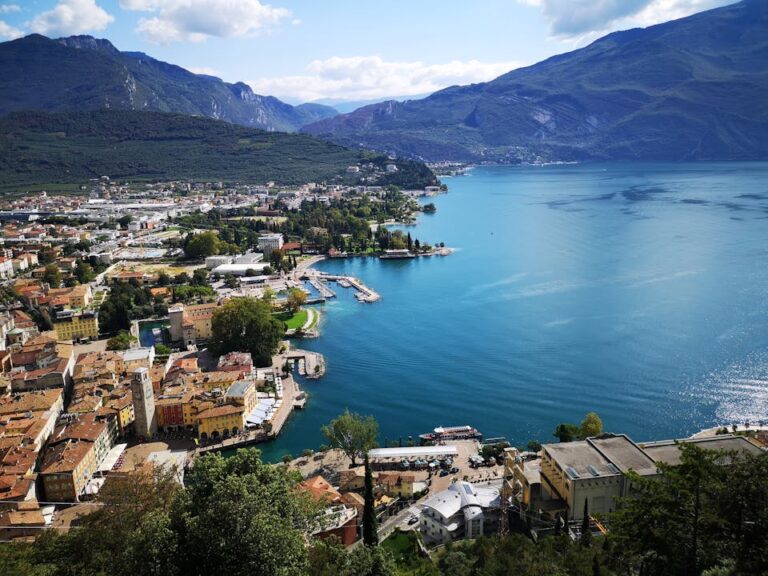 Explore the stunning aerial view of a marina